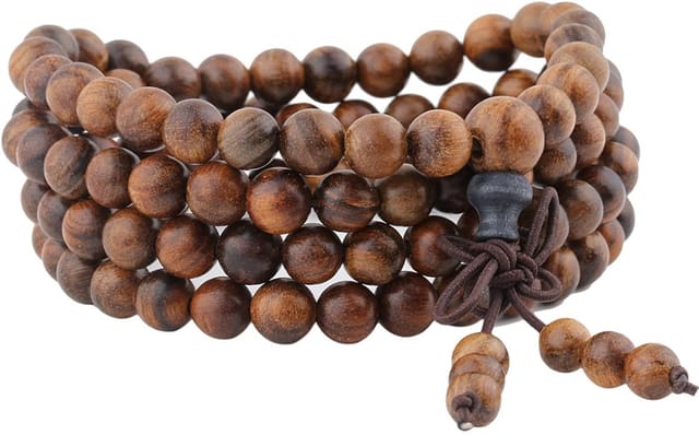 Holz Armband mit 108 Perlen, Buddhistische Tibetische Gebetskette, Buddha Mala Kette Halskette für Yoga & Meditation